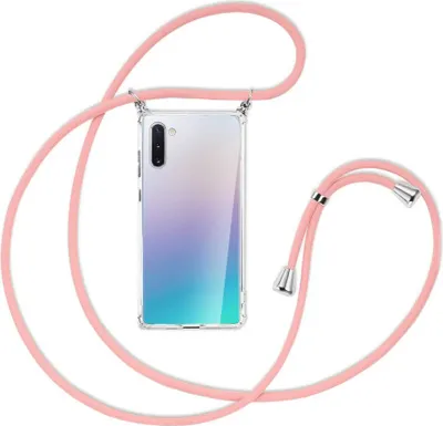 Produktbild von Handykette Backcover-Schutzhülle mit Band (Metall silberfarben) für Samsung Galaxy Note 10 - rosa