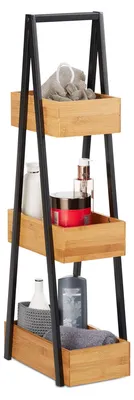 Leiterregal aus Bambus, 3 Körbe, 81x18x30 cm, Natur