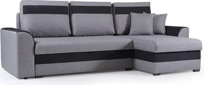 Produktbild von Ecksofa mit Schlaffunktion und Bettkasten | Couch für Wohnzimmer, Schlafsofa Sofagarnitur Sofa Eckcouch L-Form Wohnlandschaft mit Bettfunktion 243 x 137 x 89 cm  Zeno Ottomane Rechts  (Hellgrau)