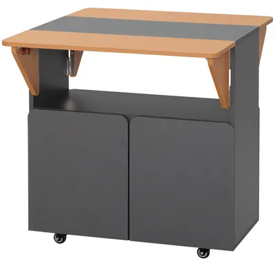 Produktbild von Platzsparender Klapptisch fš¹r bis zu 4 Personen mit 4 Rollen, verstecktem Regal und Schrank mit Tš¹ren, 70 x 83 x 75 cm