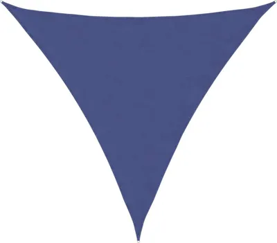 A triangular blue sun sail is shown against a white background.