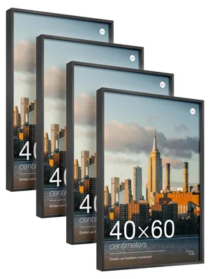 Fotoliste 40x60 cm Aluminium Schwarz, 4er-Pack