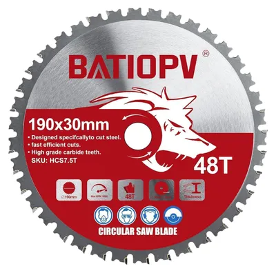 Produktbild von Kreissägeblatt HM 190 x 30 mm 48 Zähne für Metall, Stahl, Aluminium, Kunststoff
