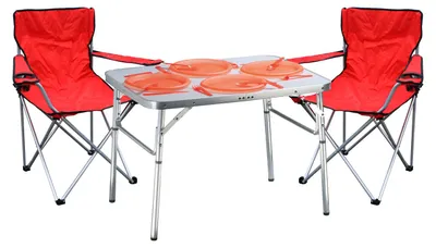 Produktbild von 3-tlg. praktisches Campingmöbel Set Alu Campingtisch + 2 Anglersessel