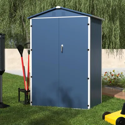 Productafbeelding van Metalen berging, 2 m², met zadeldak, blauw, afmetingen 185x125,5x88,5 cm