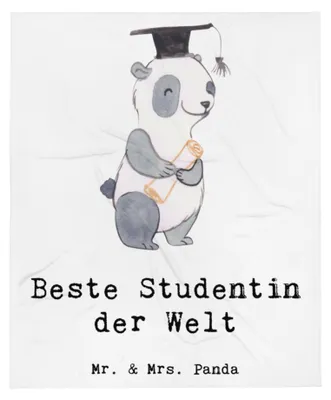 Produktbild von Mr. & Mrs. Panda Sofaüberwurf Pinguin Beste Studentin der Welt - Weiß - Geschenk, Hochschule, Universität, Lustig, Bettdecke, Studenten, Kuscheldecke, Tagesdecke, Uni