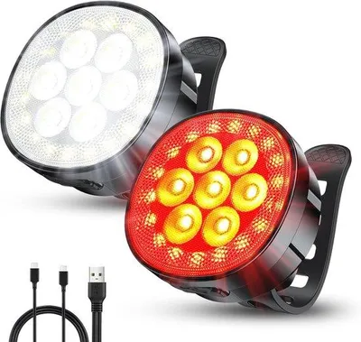 Zdjęcie produktu dla Lampka LED do kasku rowerowego, 8+12 trybów świecenia i ładowanie przez USB, bardzo jasna, do jazdy nocą, przedni i tylny reflektor, wodoodporność IP65