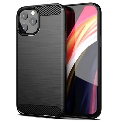 Produktbild von Silikon Hülle Bumper Carbon kompatibel mit iPhone 14 Pro Case TPU Soft Handyhülle Cover Schutzhülle Schwarz