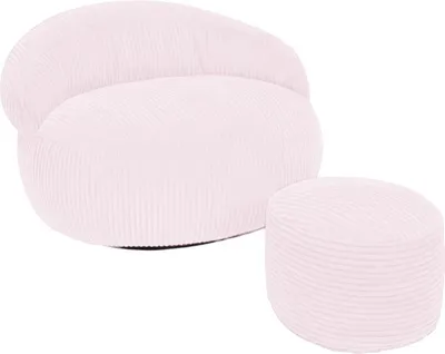Produktbild von Sitzsack XXL mit abnehmbarem Cordbezug BANANAIR 110x100 cm + Fußhocker rosa