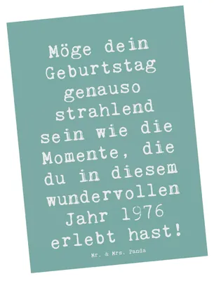Produktbild von Mr. & Mrs. Panda Postkarte Spruch 1976 Geburtstag - Meeresbrise - Geschenk, Ansichtskarten, Jahrgang, Alter, Ansichtskarte, Postkarten, Geburtstagsgeschenk, Geburtsjahr