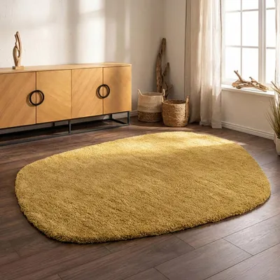 Produktbild von riess-ambiente Teppich ORGANIC 180x120cm senfgelb Polyester Hochflor Indoor-Teppich organische Form