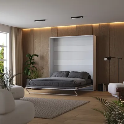 Obrázek produktu pro Skříňová postel Smartbett M1 180x200 Závěsná postel Skládací postel včetně lamelového roštu 180 Vertical Bílá