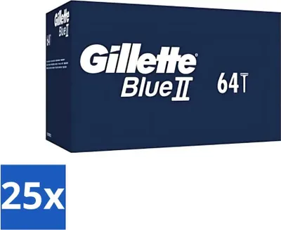 Obrázek produktu pro Jednorázový holicí strojek Gillette Blue 2 - odolný a pohodlný - 64 břitů - výhodné balení - 25 kusů