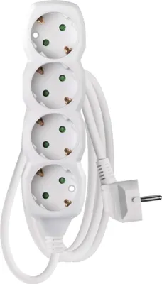 EMOS Steckdosenleiste 4-fach, 150 cm Kabel 1,5 mm2, Steckdosen 45° gedreht, 4-er Schuko mit erhöhtem