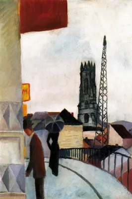 Zdjęcie produktu dla August Macke Art Print Obraz - Katedra we Fryburgu w Szwajcarii, 1914 (120 x 80 cm)