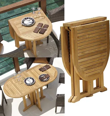 Produktbild von Destiny Gartentisch BALCONY 120x60x75 cm oval, klappbar, Teakholz