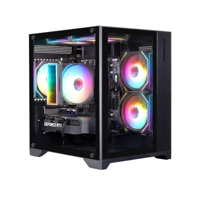 Produktbild von GAMEMAX Gaming-PC Infinity Mini BK Komplett SET Ryzen 5 7500F 32GB DDR5 1TB SSD RTX 5060 + MSI MAG 32C6 Monitor, Curved 80cm (32"), Maus, Tastatur