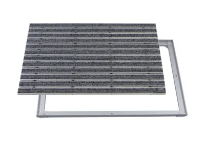 Produktbild von Emco Eingangsmatte DIPLOMAT + Rahmen 25mm Aluminium, Rips Hellgrau,Größe:100x80cm