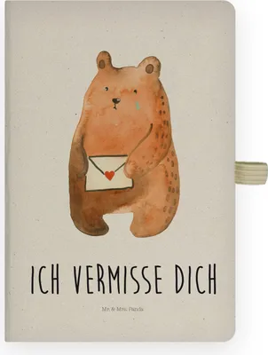 Produktbild von Mr. & Mrs. Panda Skizzenbuch Bär Vermissen - Transparent - Geschenk, Liebeskummer, Journal, Reise, Notizbuch A4 Hardcover, Freund, Kladde, Freundin, Unglücklich Verliebt