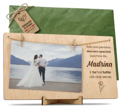 Productafbeelding van Houten fotolijst met klemmen - Fotohouder om op te hangen - 10x15 cm - Madrina