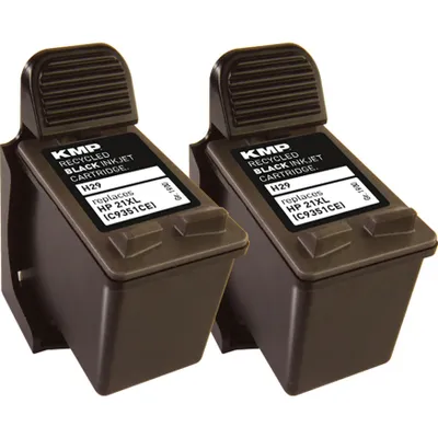 Produktbild von KMP Tintenpatrone passend für HP 21XL Black C9351CE Doublepack