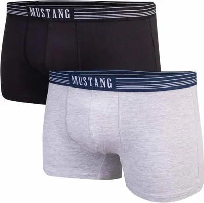 Immagine prodotto di Mustang boxer da uomo 2-pack - Comoda biancheria intima in cotone con Spandex, morbida fascia in vita con logo, vestibilità perfetta, grigio e nero, vestibilità regolare XXL