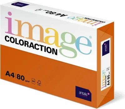 Produktbild von Antalis Coloraction, Laser-/Inkjet-Druck, A4 (210x297 mm), 2500 Blätter, 80 g/m², Orange, 100%