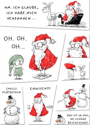 Produktbild von Weihnachtsmann Kühlschrankmagnete im Cartoon-Stil