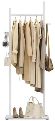 Image de Porte-vêtements en métal, blanc, 50x30x175 cm