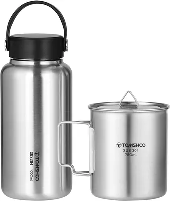 Zdjęcie produktu dla Butelka ze stali nierdzewnej 1050 ml z kubkiem 750 ml - szczelna butelka outdoorowa na kemping, wędrówki i wędkowanie