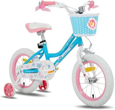 Imagen del producto de Bicicleta infantil de 12, 14, 16 o 18 pulgadas, para niñas de 2 a 8 años, bicicleta para niñas con ruedines y cesta, color azul