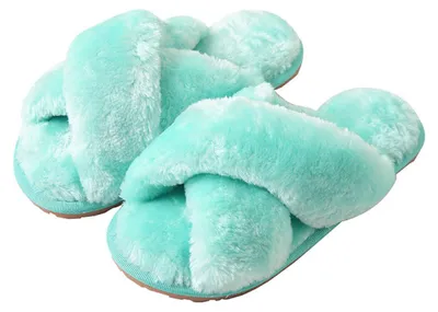 Produktbild von Flauschige Damen-Hausschuhe aus Fell, Zehentrenner, bequeme Hausschuhe mit Memory-Schaum, flach, rutschfest, für drinnen und draußen