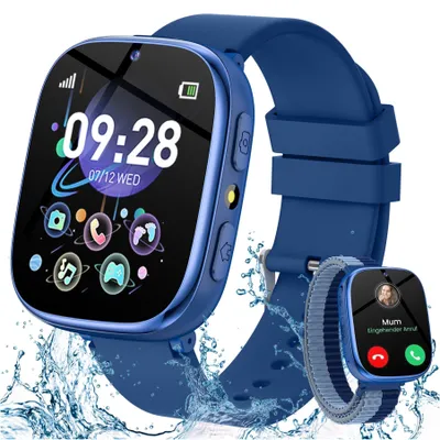 Produktbild von 2026 2G Kinder Smartwatch mit Telefonfunktion,32 Spielen,IP68,Fitness Tracker,Schrittzähler, Herzfrequenz-Schlafmonitor,Lern-Sportuhr,Jungen&Mädchen
