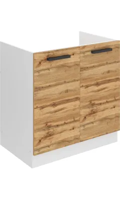 Obrázek produktu pro Kuchyňská spodní skříňka Belini, dřezová spodní skříňka o šířce 80 cm. SDZ kuchyňská spodní skříňka bez pracovní desky. Dřezová skříňka se 2 dvířky, dub Wotan