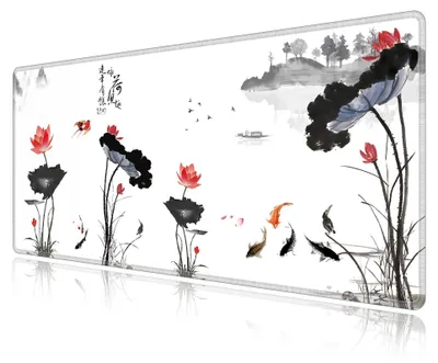 Produktbild von Große Naturkautschuk Anti-Rutsch Mauspad mit Lotusdesign (700 x 300 x 3 mm)
