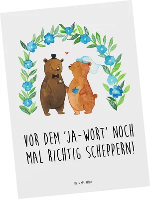 Produktbild von Mr. & Mrs. Panda Postkarte Polterabend Spaß - Weiß - Geschenk, Hochzeitsvorbereitung, Grußkarte, Postkarten, Geschenke, Heirat, scheppern, Ehebund, Motivkarte, Heiraten