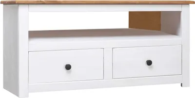 Produktbild von The Living Store TV-Eckschrank Weiß 93 x 49 x 49 cm Massivholz Panama-Kiefer