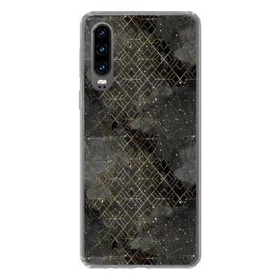Produktbild von MuchoWow® Handyhülle Schutzhülle Hülle für Huawei P30 Marmor - Schwarz - Gold - Geometrie Silikon Softcase Handy Hülle - Kartenbesitzer