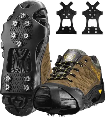 Image de Crampons à glace avec 10 picots pour chaussures/bottes, antidérapants, caoutchouc TPE, avec des