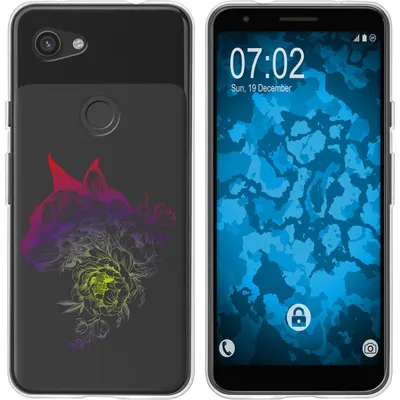 Produktbild von PhoneNatic Case kompatibel mit Google Pixel 3a XL Silikon-Hülle Floral Katze M2-5