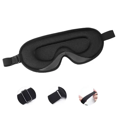 Produktbild von 3D-Schlafmaske mit Memory-Schaum, lichtundurchlässig und atmungsaktiv, verstellbares Band,Nachtbrille mit Ohrstöpseln