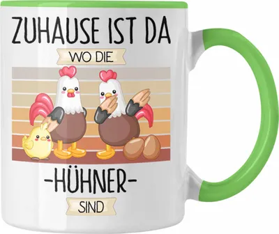 Produktbild von Trendation - Bauer Landwird Tasse Geschenk Geschenkidee Lustiger Spruch Zuhause Ist Da Wo Die Hühner Sind (Grün)