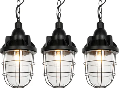 Zdjęcie produktu dla QAZQA – Industrialny I Vintage I Zestaw 3 lamp wiszących Industrial I Lampa wisząca I Lampy wiszące czarne – Kabina I Salon – Kamień/Beton Podłużne I Okrągłe – Pasują do żarówek LED E27