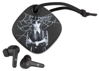 Immagine prodotto di Earbuds - Wireless - Konix - Wednesday - Smartphones and tablets - 6 hours battery life + 22 hours charging case - IPX4 water resistance - Black