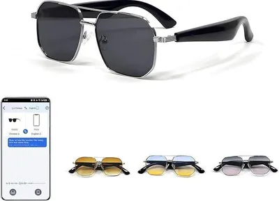 Produktbild von AI Translator Bluetooth-Sonnenbrille,Echtzeit-Sprachübersetzung,intelligente Sonnenbrille,kabellos,Bluetooth,offenes Ohr,freihändig,UV400-Sonnenbrille