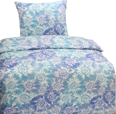 Produktbild von Hochwertige Biber Bettwäsche Baumwolle Ornamente Blau Weiß 135x200 80x80: 2tlg.