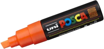 Zdjęcie produktu dla POSCA uni PC-8K, 1 szt., Pomarańczowy, Końcówka ścięta, Czarny, Pomarańczowy, 8 mm, Atrament na bazie wody
