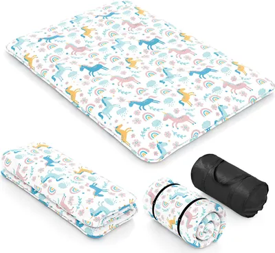 Immagine prodotto di Materasso da pavimento 140x200 cm, materasso futon giapponese, tappetino tatami pieghevole e portatile, materasso pieghevole con borsa da trasporto e copertura rimovibile, bianco
