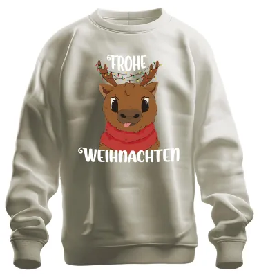 Produktbild von Frohe Weihnachten Rentier Süß - Weihnachten Sweatshirt Pullover, Natur, 3XL