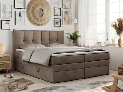 Produktbild von Boxspringbett 7-Zonen Taschenfederkernmatratze und Topper - PREMIUM-10-KING - 180x200cm - Braun - H4